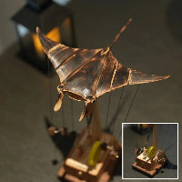 DWCORE wooden manta ray electric automaton displayed on desk as home decor ornament”