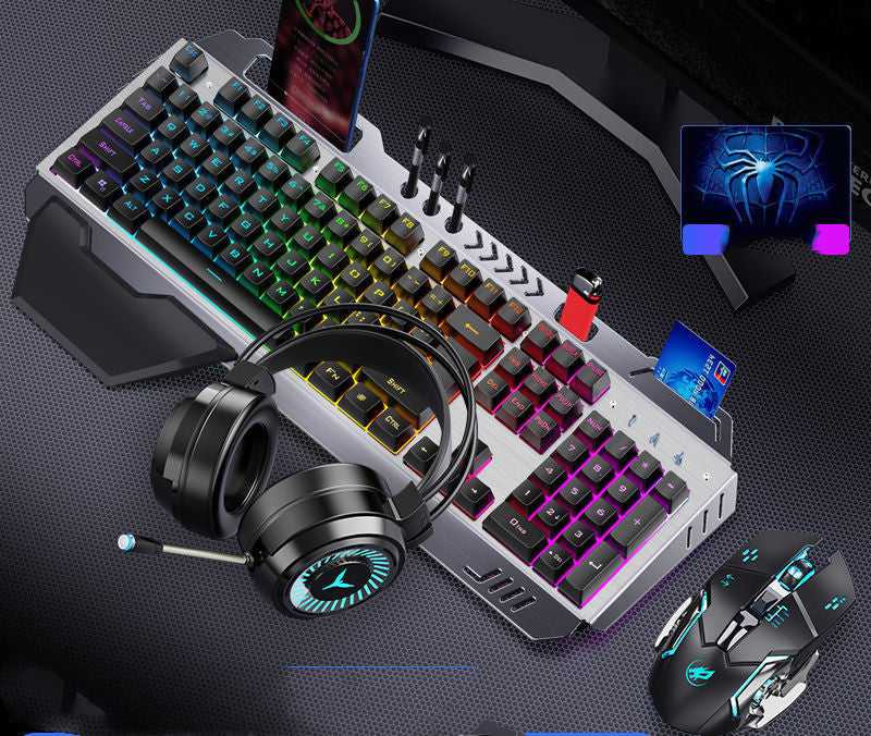 Wired Mechanical Keyboard Mouse Earphone Gaming Set