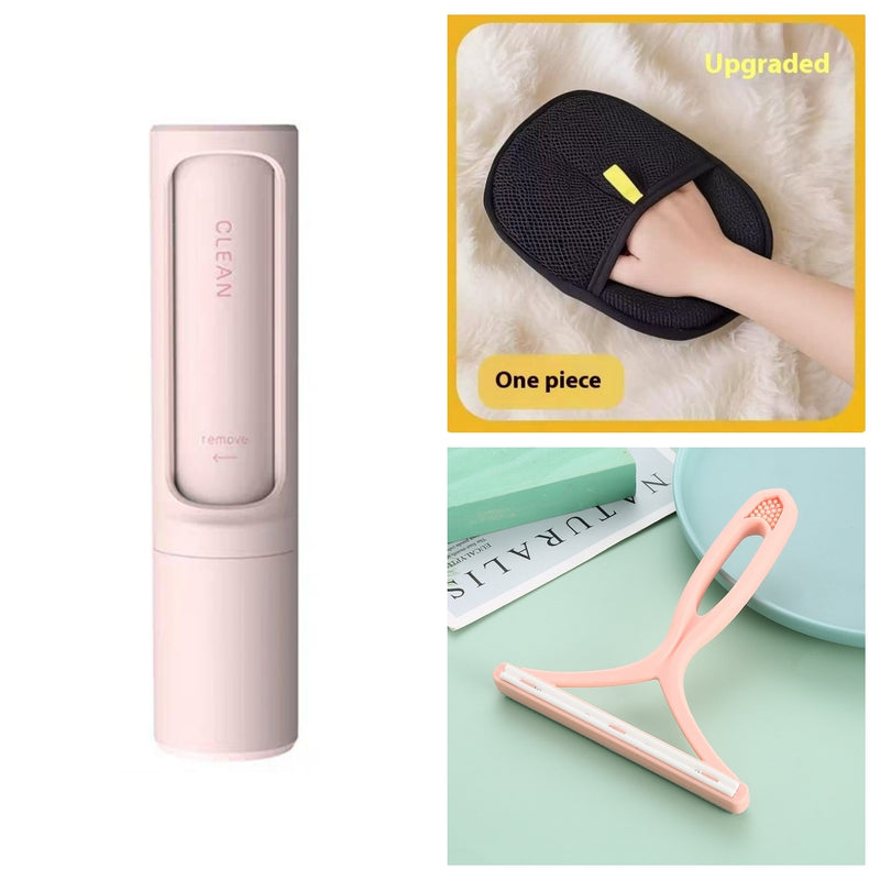 Reusable Pet Hair Remover Brush in pastel colors with self-cleaning lint roller design, ideal for cat and dog fur removal on the go.