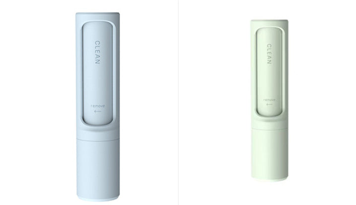 Reusable Pet Hair Remover Brush in pastel colors with self-cleaning lint roller design, ideal for cat and dog fur removal on the go.