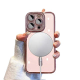 Glitter Magnetic iPhone Case with Rhinestones