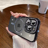 Glitter Magnetic iPhone Case with Rhinestones