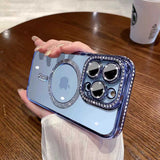 Glitter Magnetic iPhone Case with Rhinestones