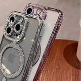 Glitter Magnetic iPhone Case with Rhinestones