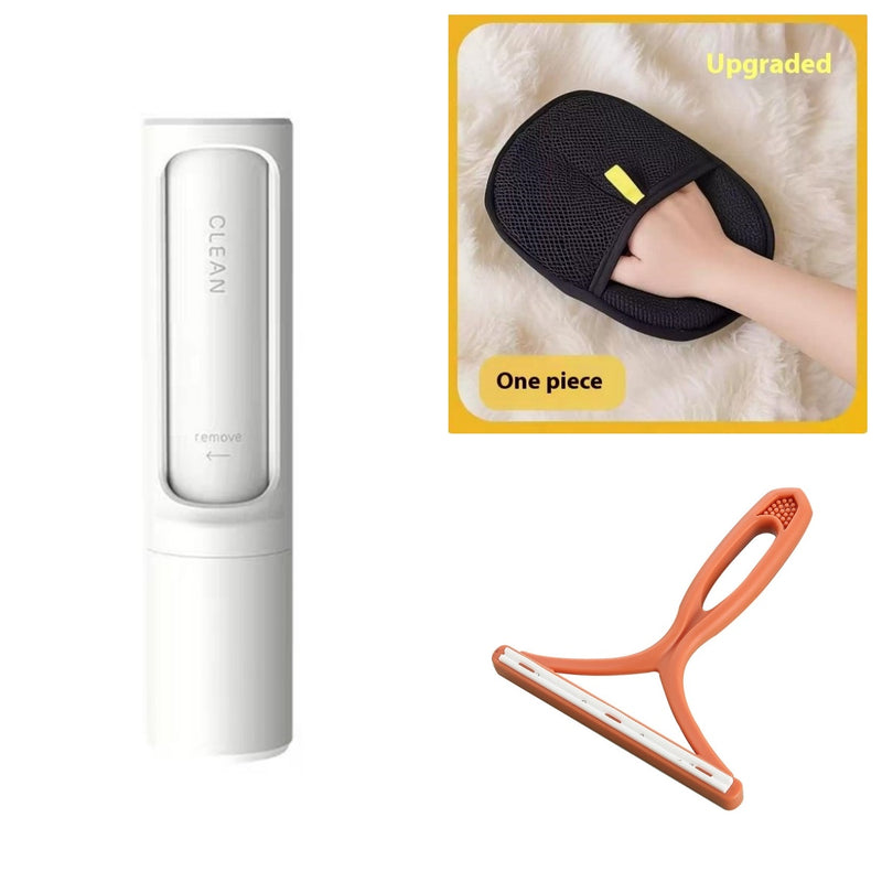 Reusable Pet Hair Remover Brush in pastel colors with self-cleaning lint roller design, ideal for cat and dog fur removal on the go.