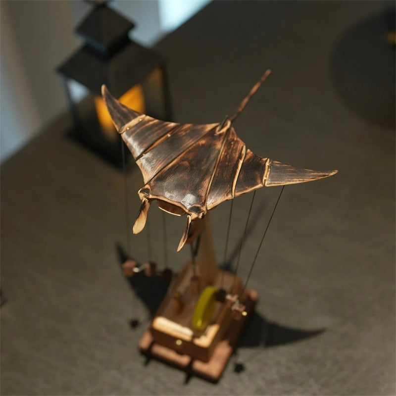 Flying Manta Ray Automata | Wooden Kinetic Sculpture | Mechanical Manta | Wood Art | Home Decor