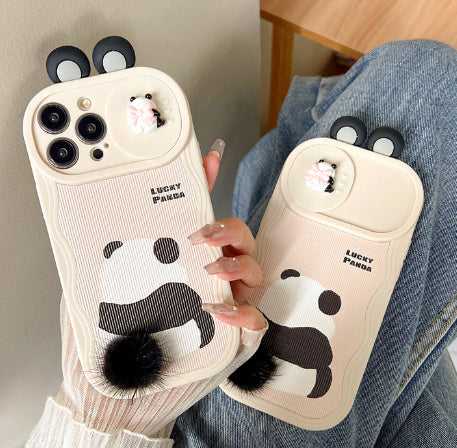 Furry Panda Phone Case Cute Protective Cover