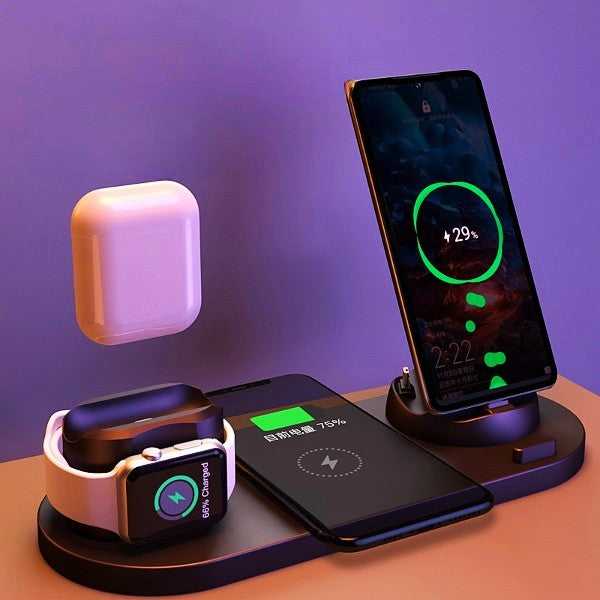 Wireless Fast Charger 6-in-1 Dock for iPhone & Watch